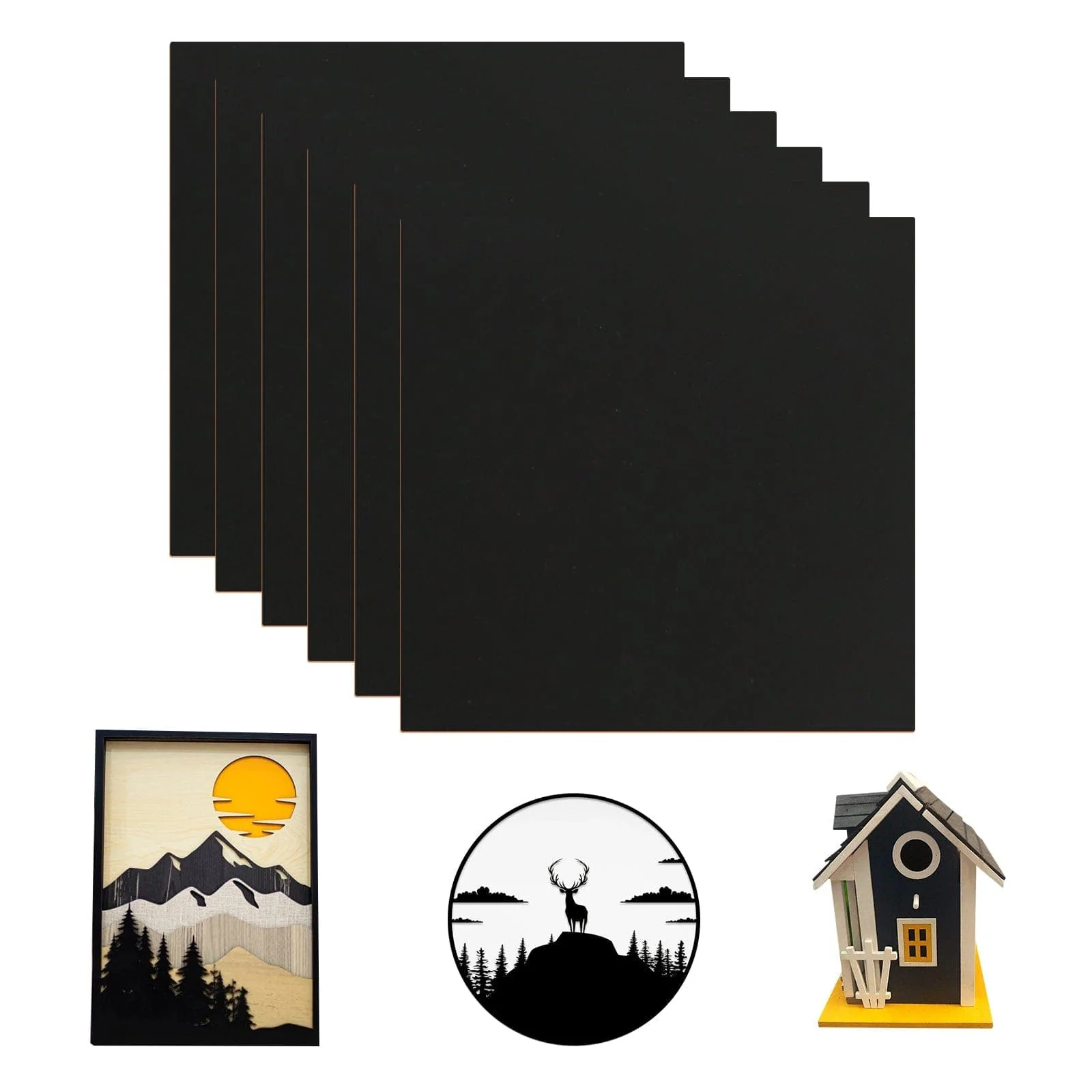 6 piezas de tablero de madera de densidad negra - Image 3