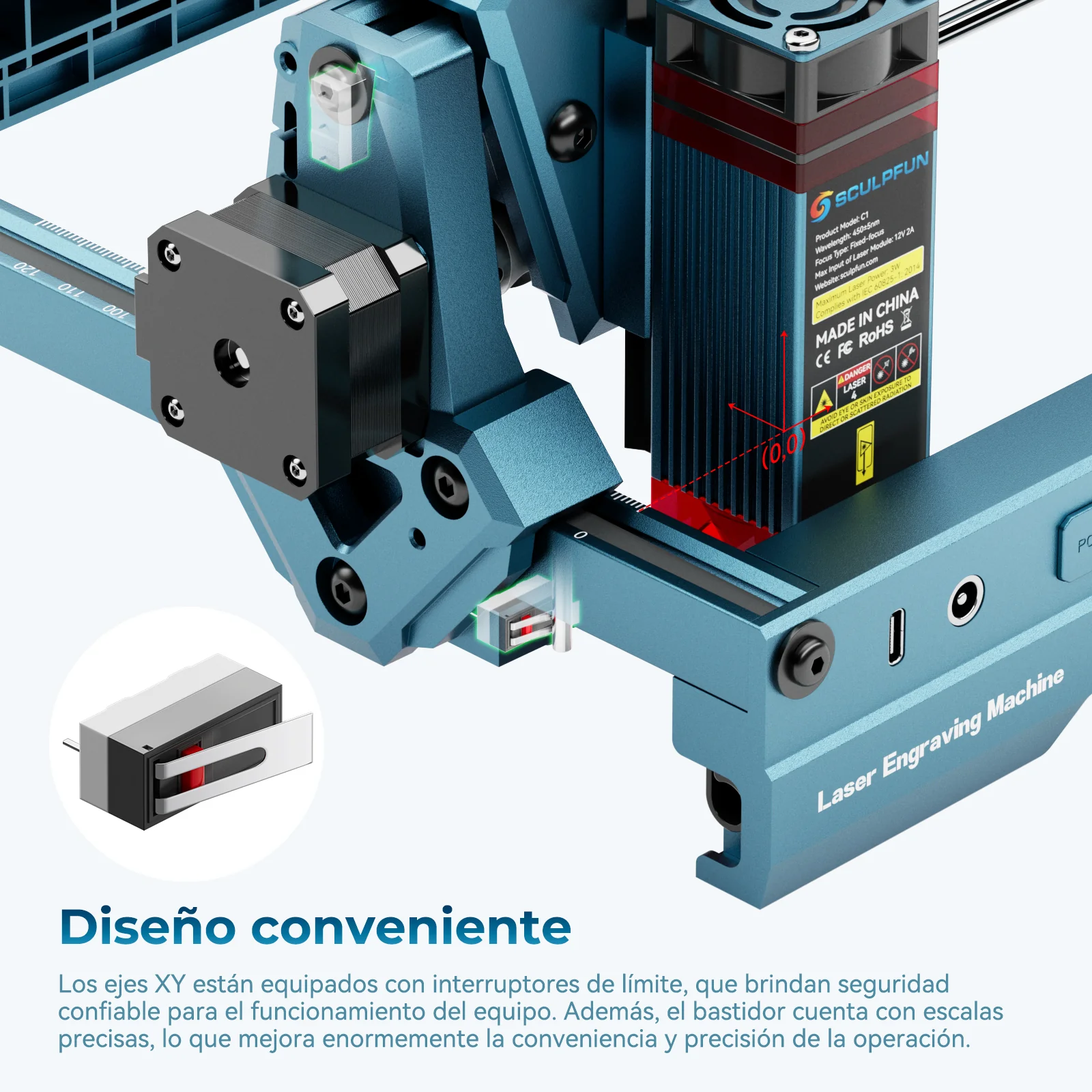 [EN MÉXICO] Sculpfun C1 Mini Grabador Láser 3W 0.04mm Punto Ultra Fino Compacto 15*13cm Área de Trabajo - Image 10