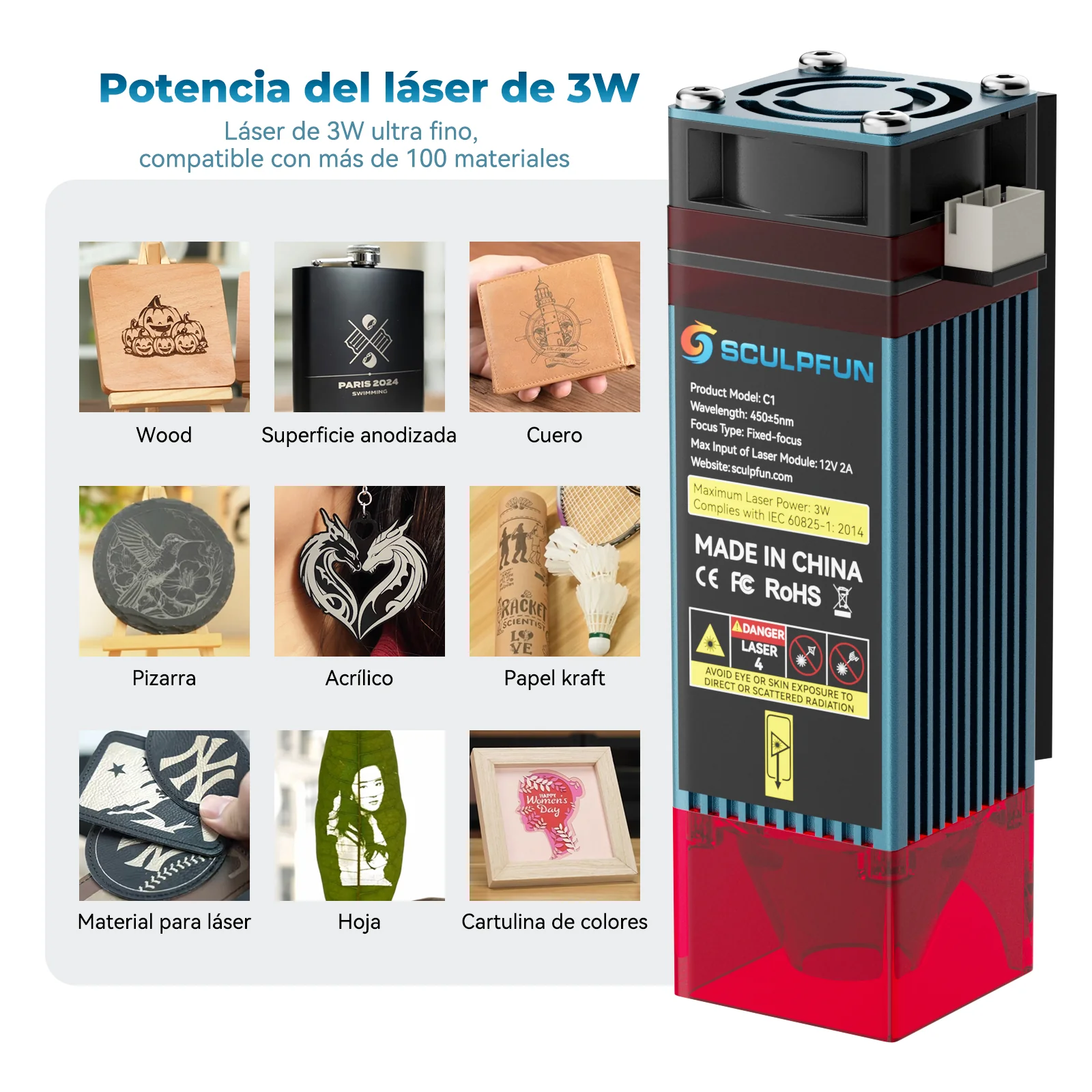 [EN MEXICO] Sculpfun C1 Mini 3W Set con RA Mini Rodillo para Grabado Láser en Superficies Curvas - Image 22