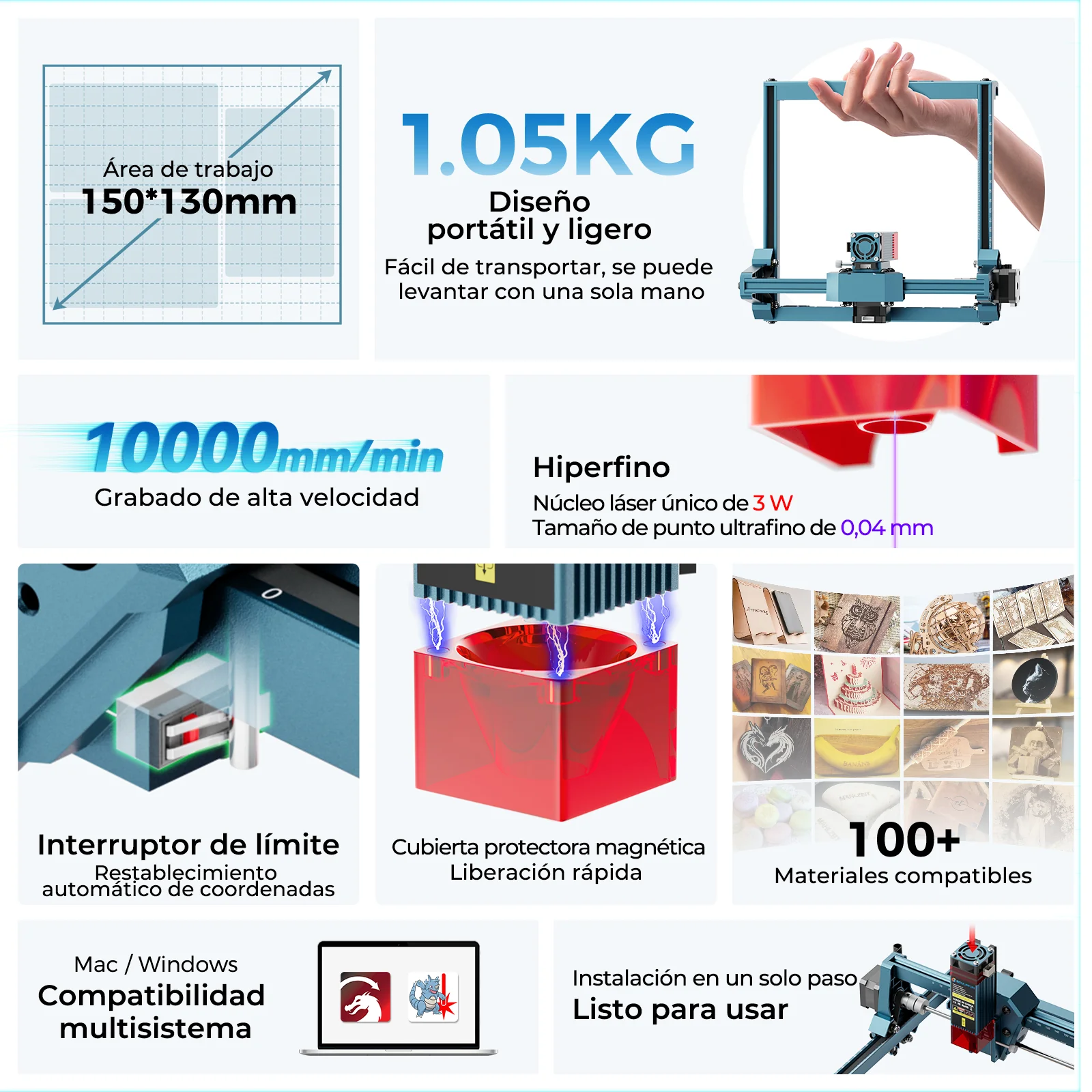 [EN MEXICO] Sculpfun C1 Mini 3W Set con RA Mini Rodillo para Grabado Láser en Superficies Curvas - Image 23