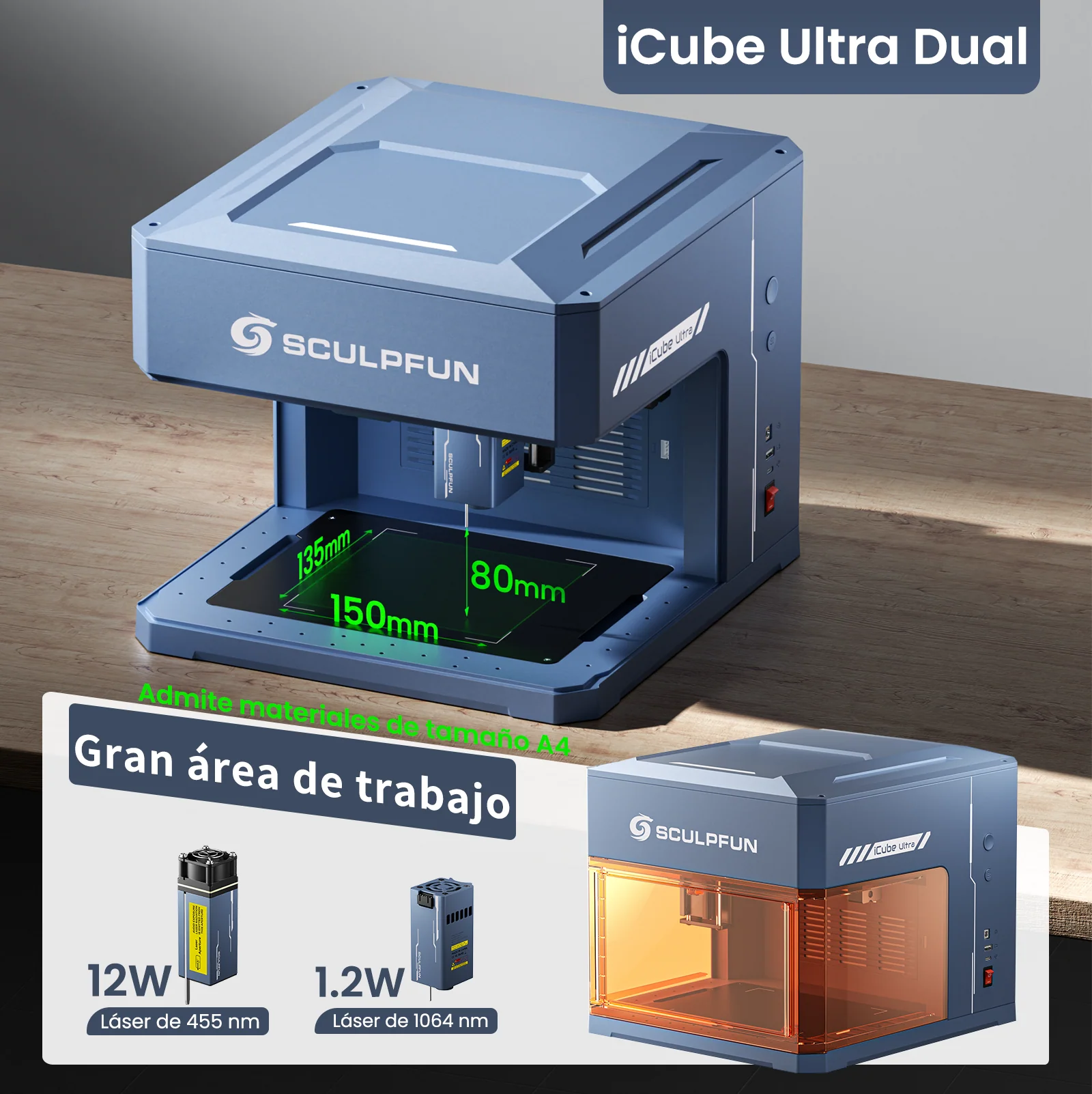 [EN MÉXICO] Sculpfun iCube Ultra Flagship - Grabadora láser portátil de doble módulo - Image 15