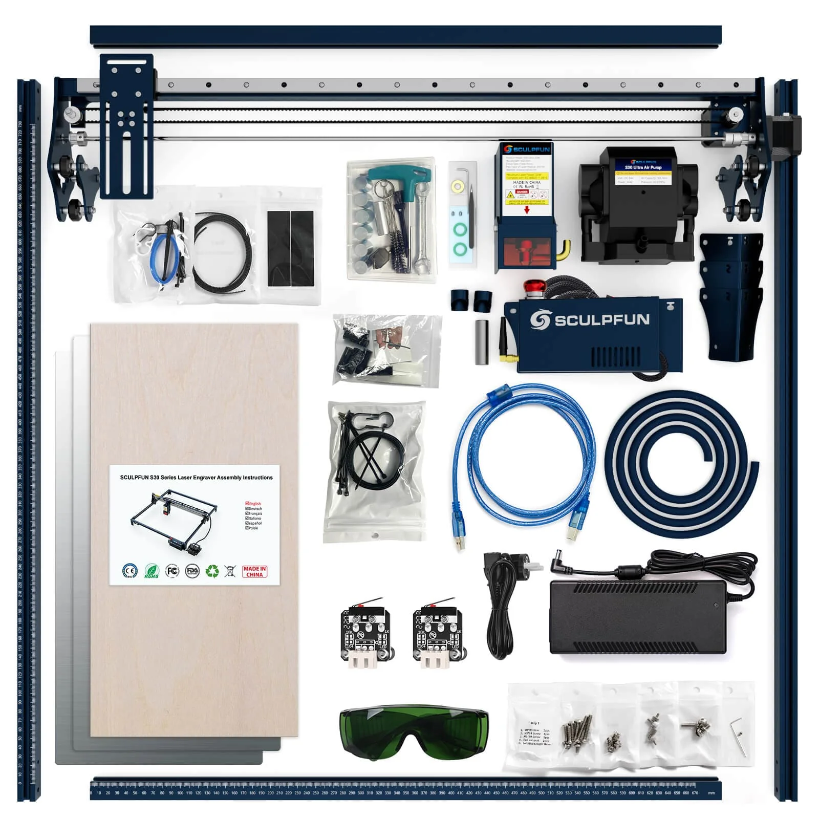 [EN MÉXICO] Sculpfun S30 Ultra 22W Kit | Incluye Rodillo Rotatorio RA Pro Max y Panel de Panal H3 600x600mm - Image 3