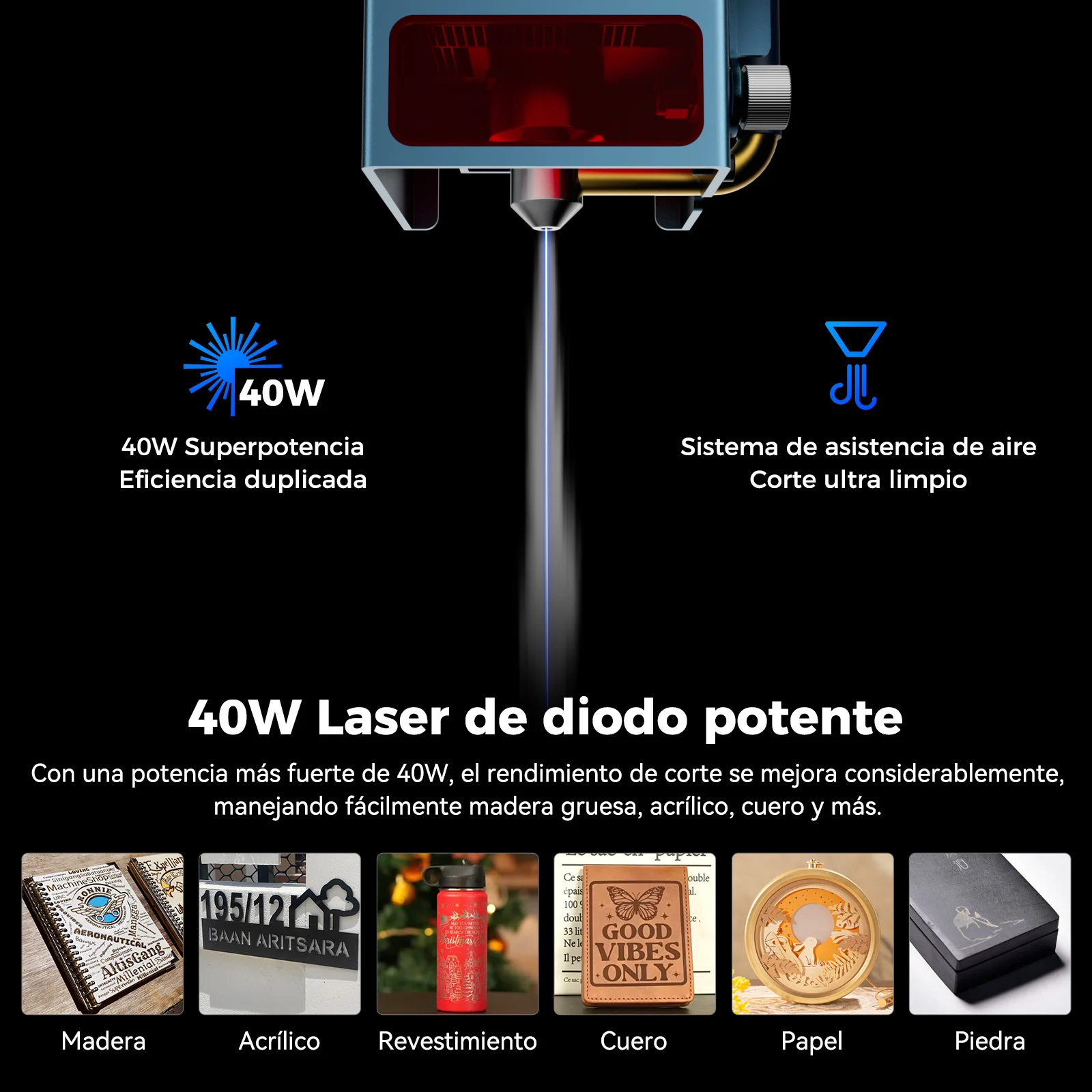 [EN MÉXICO] SCULPFUN A9 Ultra Máquina Láser 20W de Fibra y 40W de Diodo 2 en 1 para Grabado en Metales y No Metales - Image 9