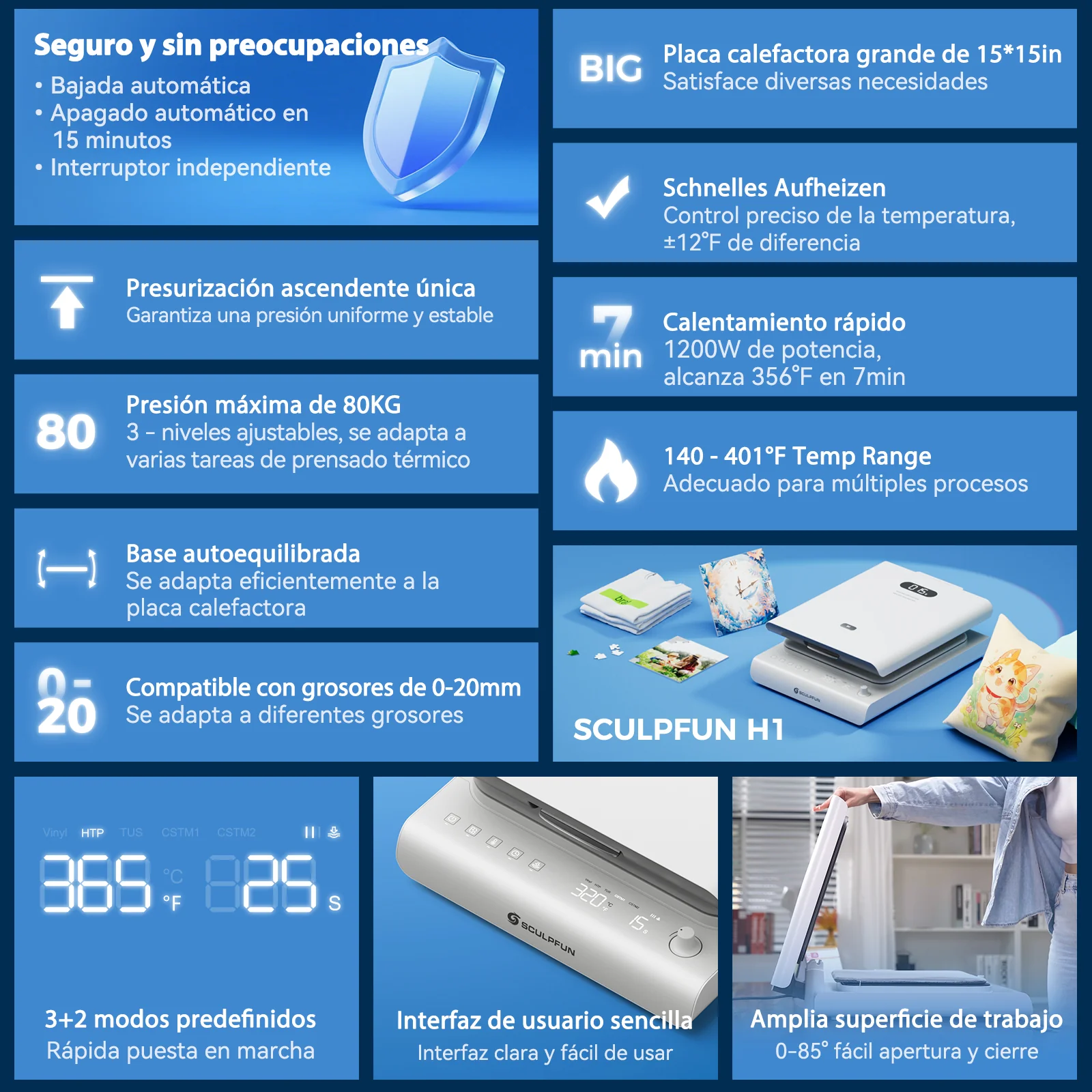 Sculpfun H1 - Prensa Térmica Automática para Camisetas - Image 18