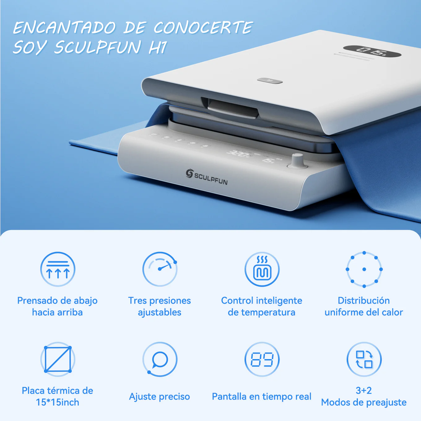 Sculpfun H1 - Prensa Térmica Automática para Camisetas - Image 9