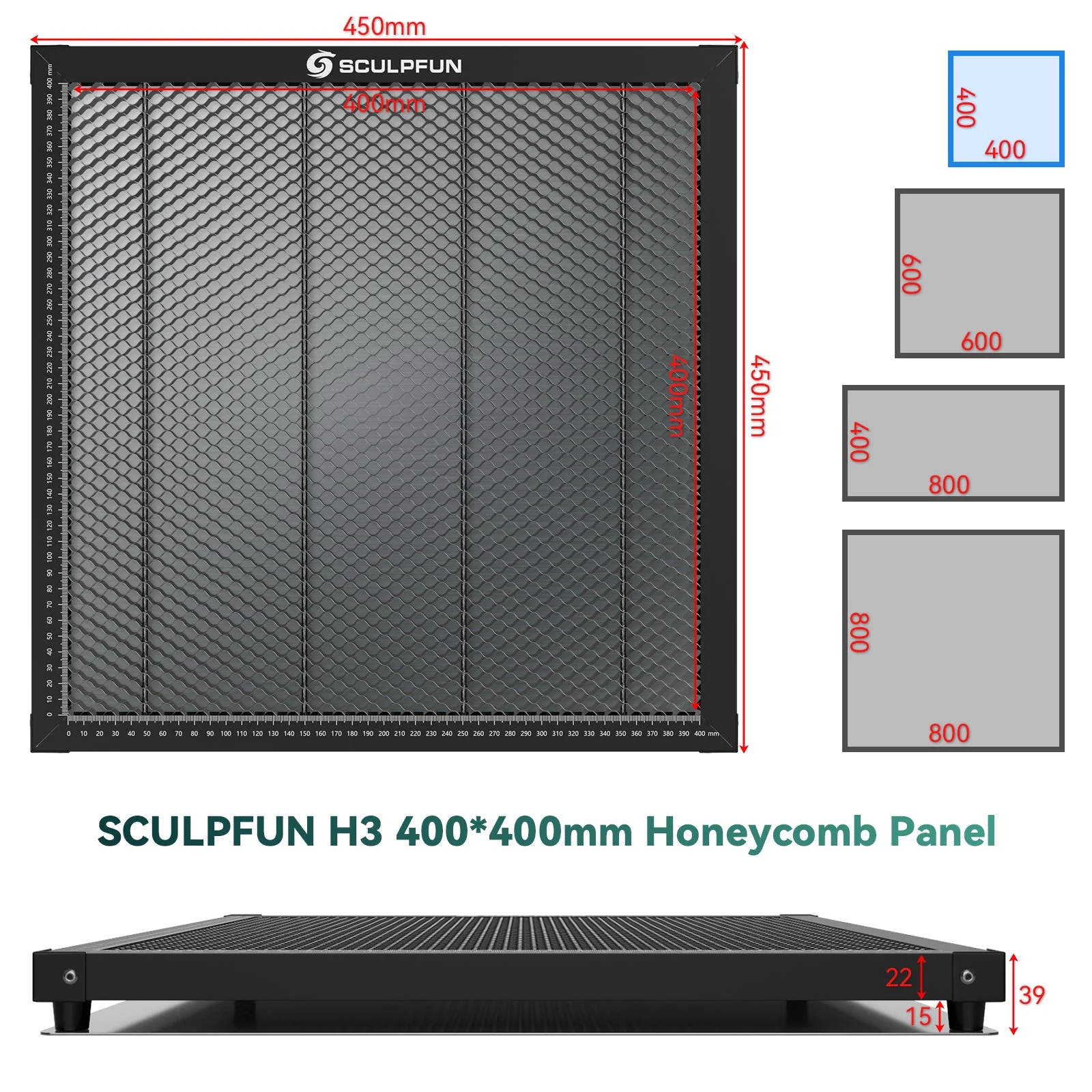 [EN MÉXICO] SCULPFUN H3 Banco de trabajo con panel de panal de corte láser 400x400 mm - Image 3