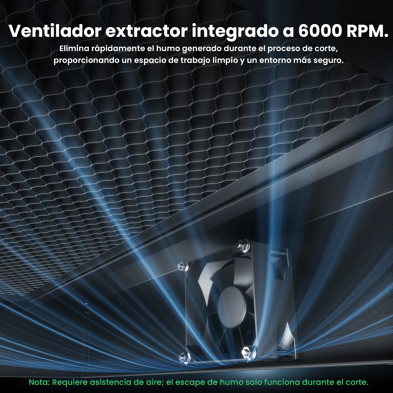 SCULPFUN H5 Gen2 Plataforma de escape de corte de panal Cama láser de panal de 650 × 650 mm con ventilador de extracción de humos - Image 12