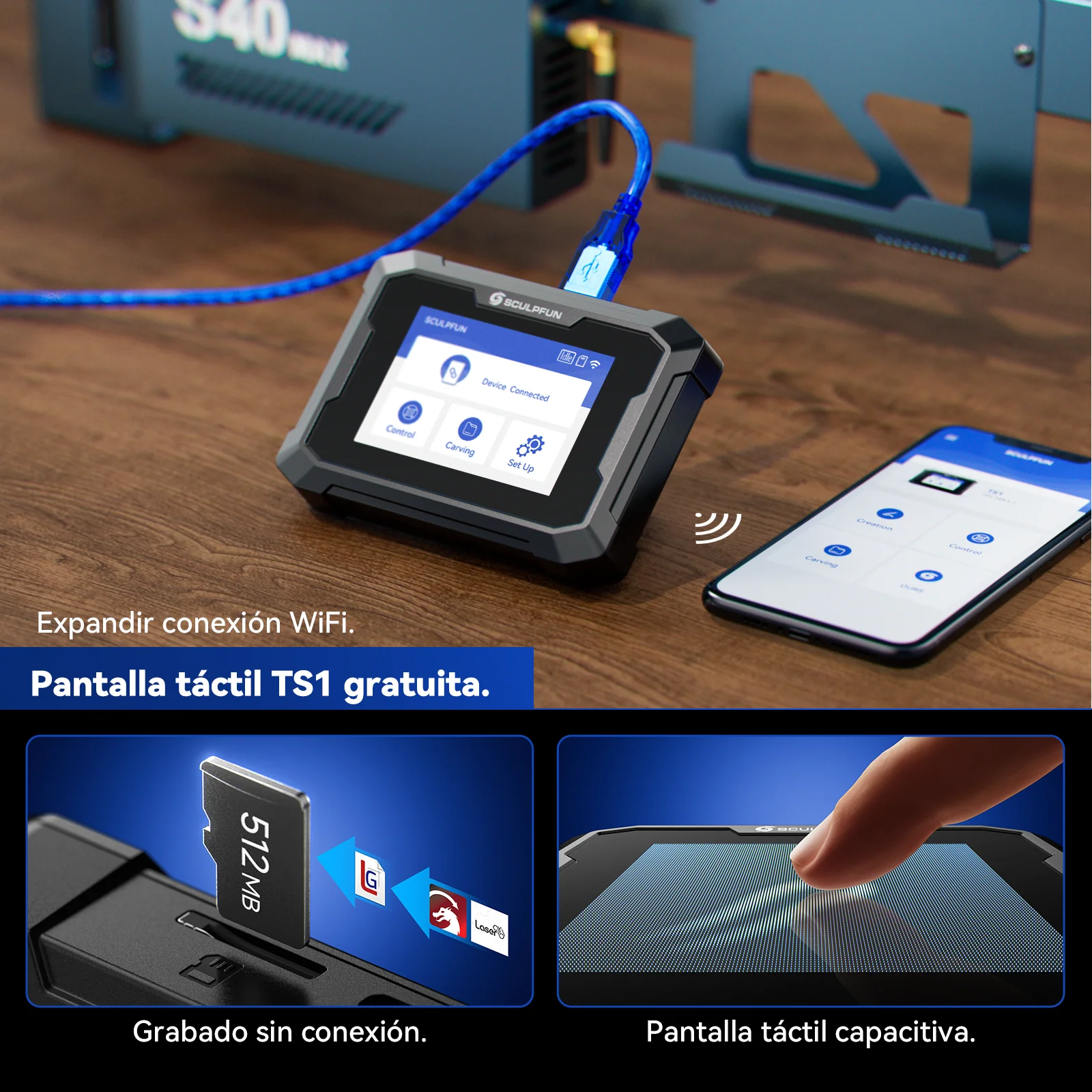 [EN MÉXICO] SCULPFUN S40 MAX 48W Máquina cortadora con grabadora láser Área de grabado de 830 * 800 mm Enfoque automático con un clic - Image 17