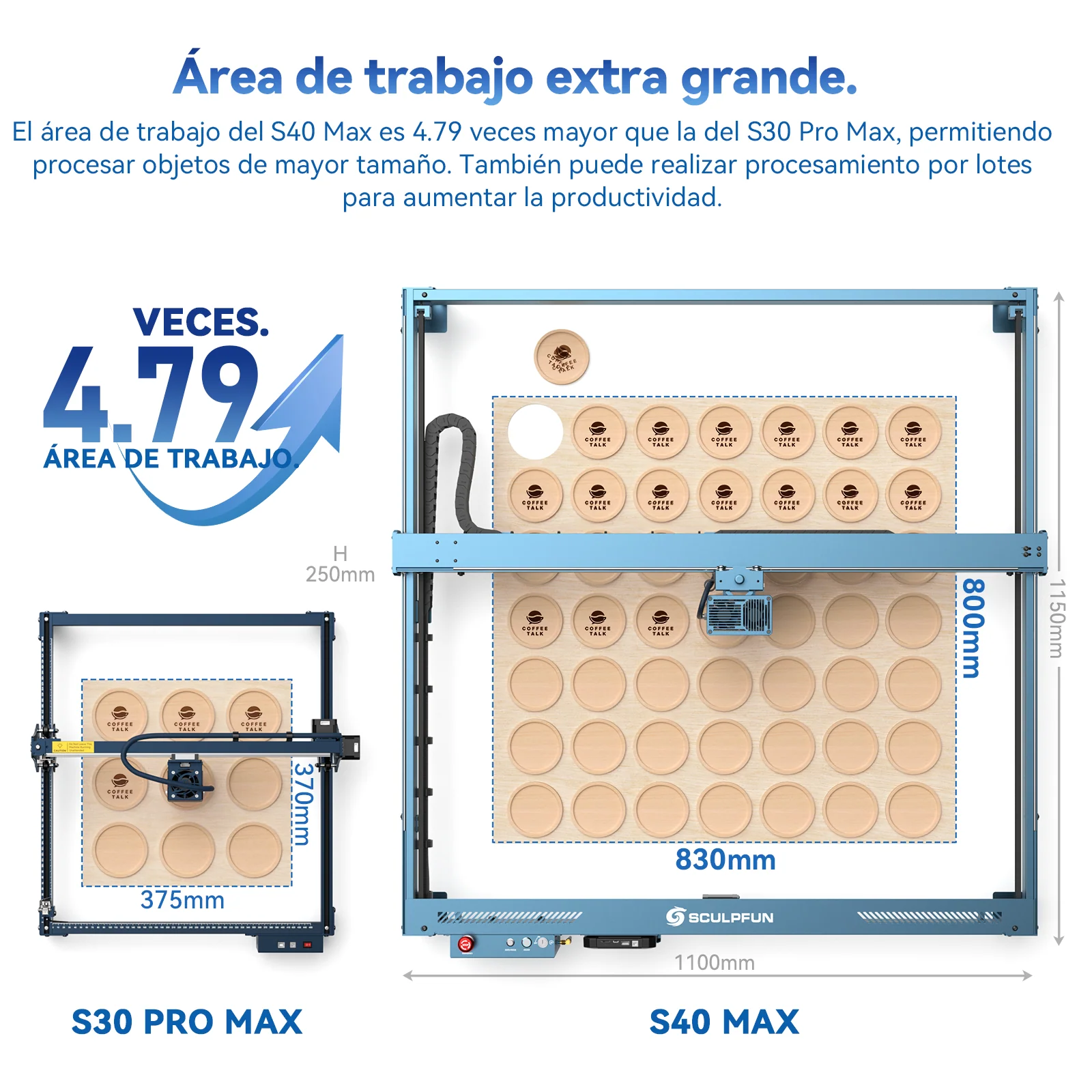 [EN MÉXICO] SCULPFUN S40 MAX 48W Máquina cortadora con grabadora láser Área de grabado de 830 * 800 mm Enfoque automático con un clic - Image 8