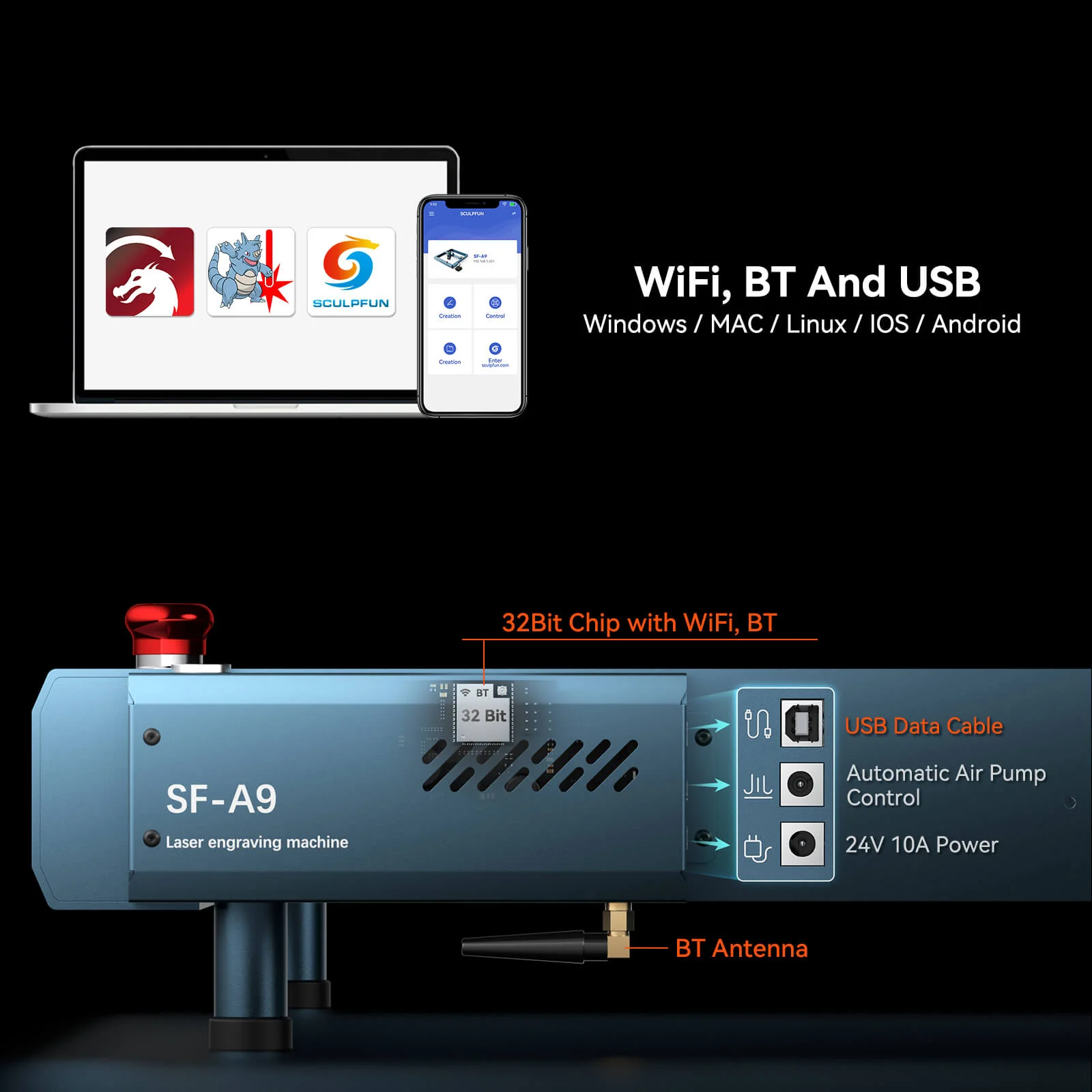 [EN MÉXICO] Grabador láser SCULPFUN SF-A9 40W + Panel de nido de abeja H3 40*40cm + rodillo giratorio RA Pro Max 4 en 1 - Image 20